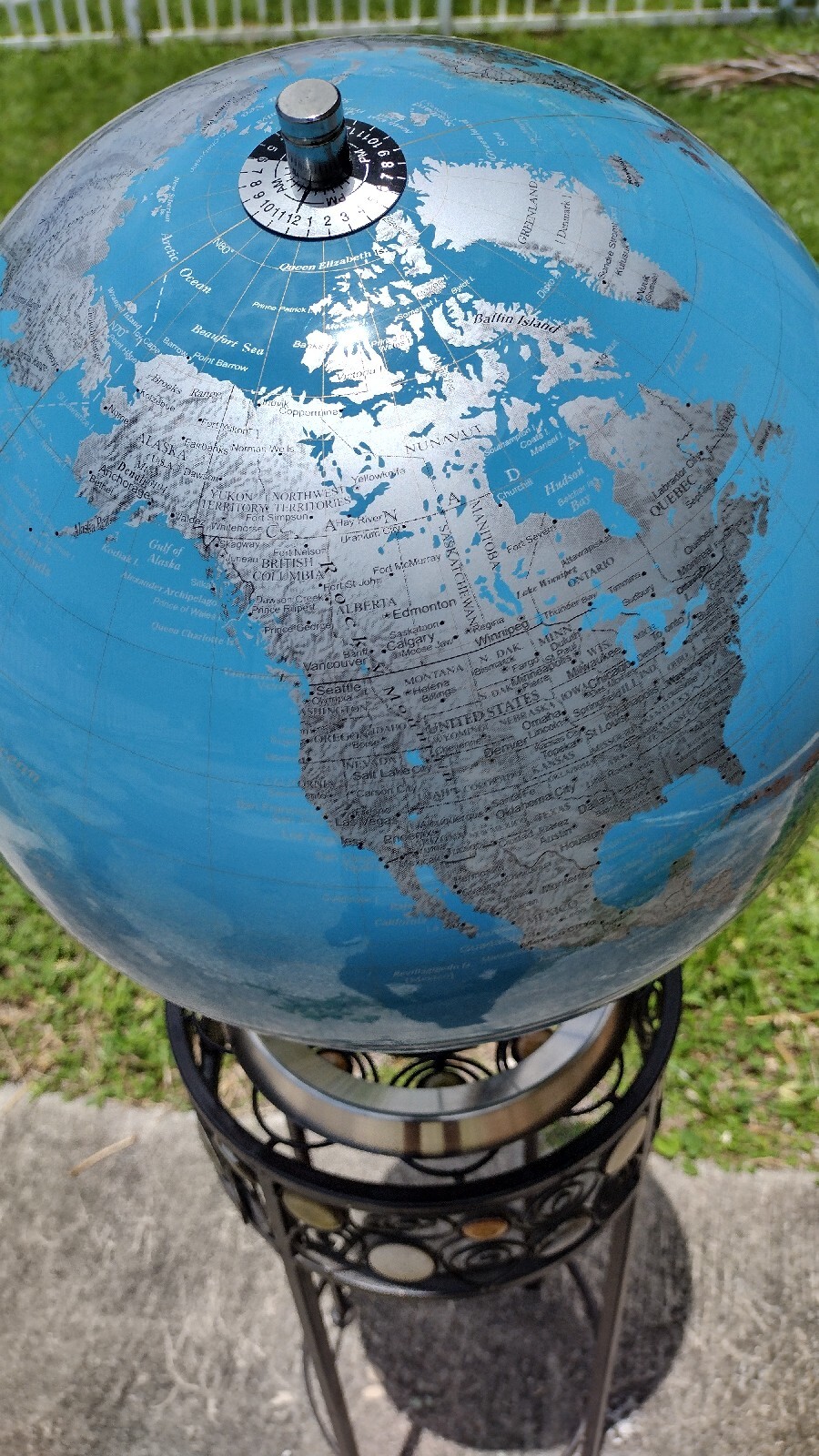 Drexel Heritage World Midnight Blue & Silver Globe with Chrome Metal Base