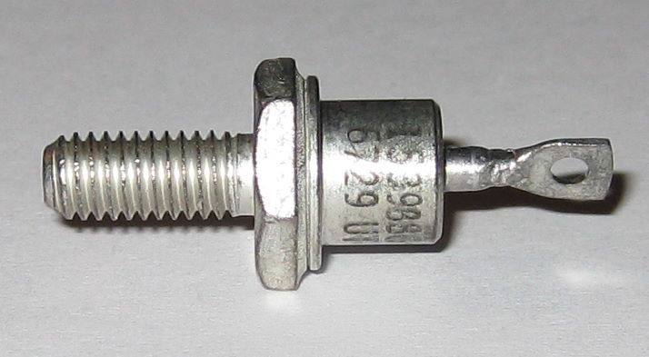 Compact Cathode Stud Power Supply Blocking Diode - 30 mm Long x 11 mm Dia.