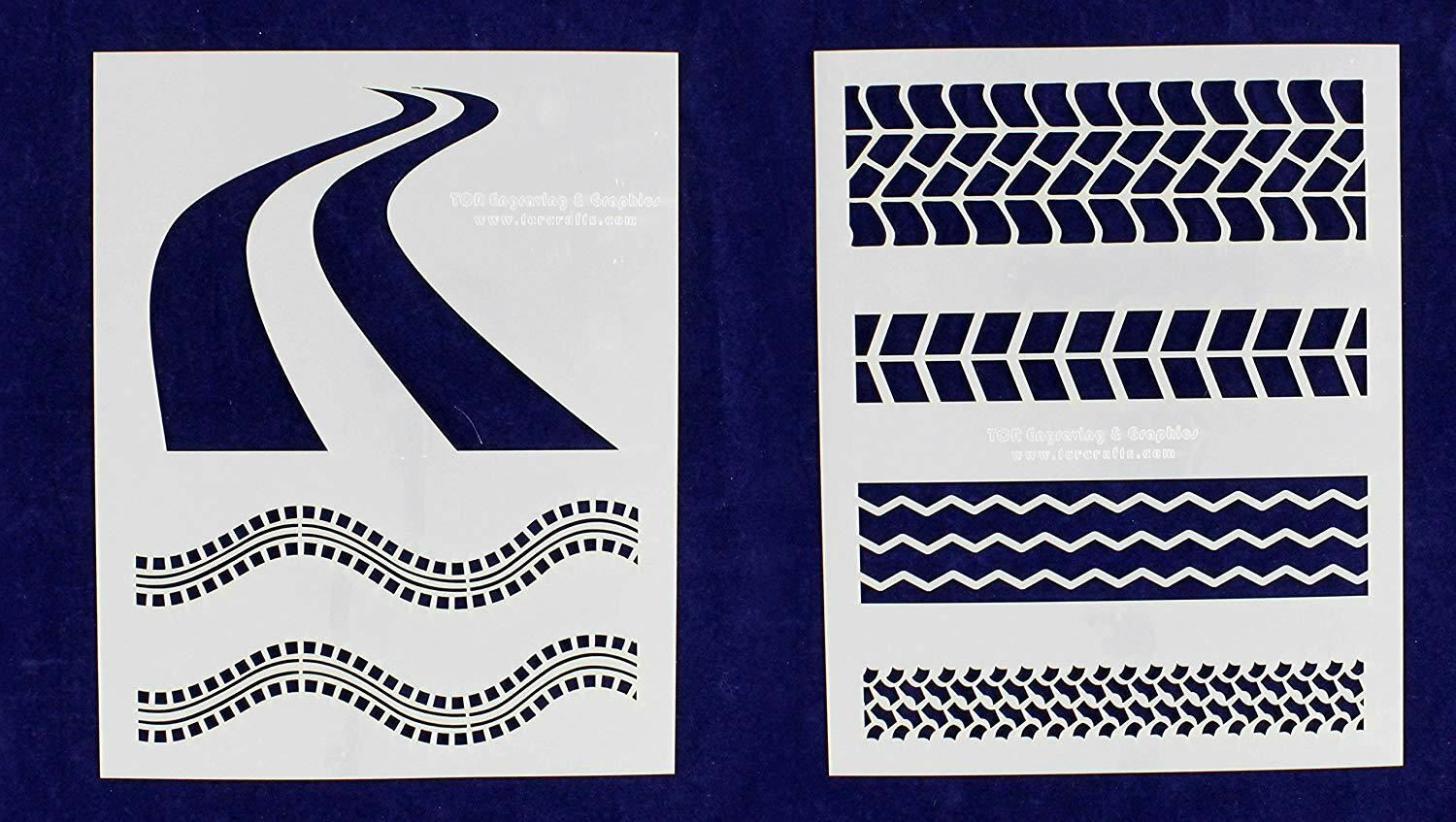 Tire Tread Stencils-8" X 10" -2 Pieces of 14 Mil Mylar - Painting /Crafts/ Templ