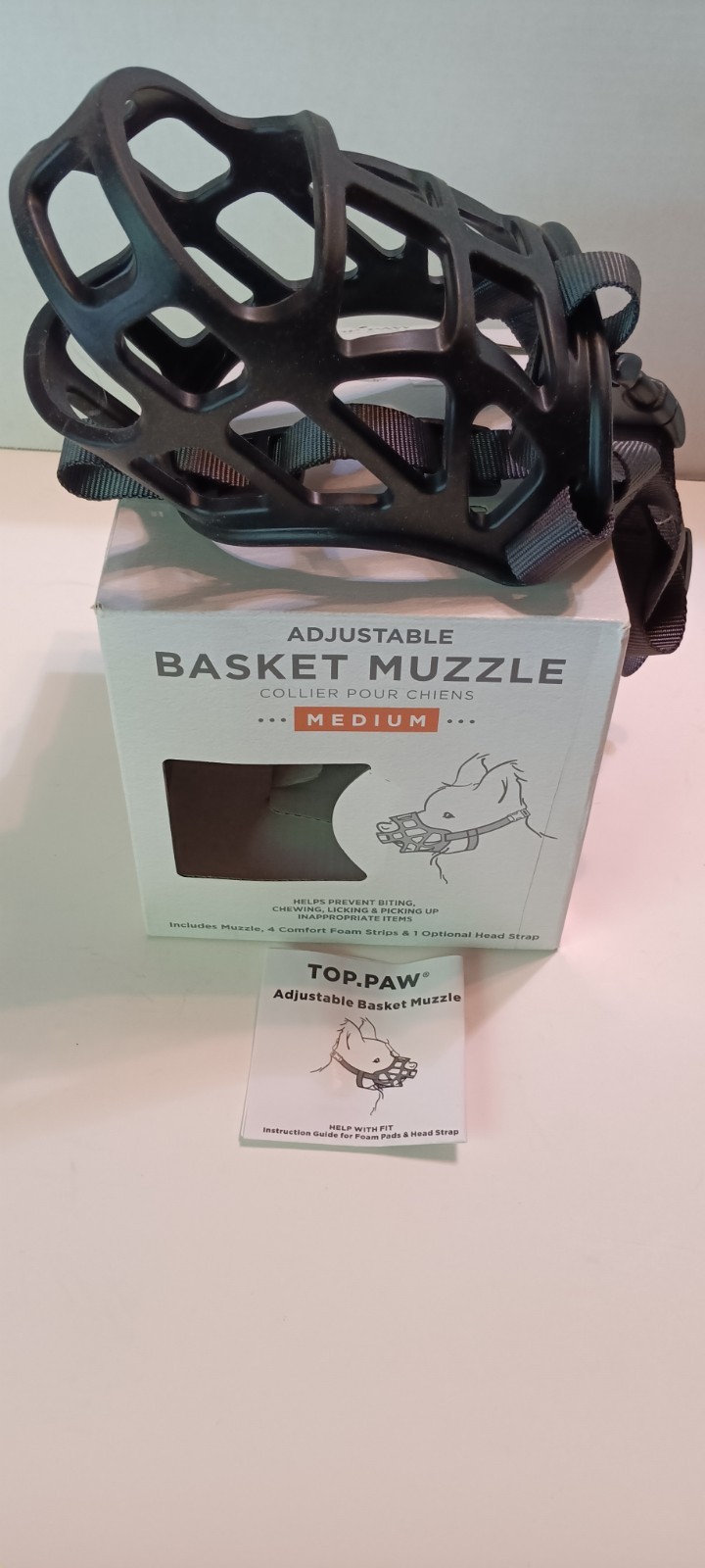 Dog Muzzle Size Medium Top Paw Adjustable Basket Muzzle New
