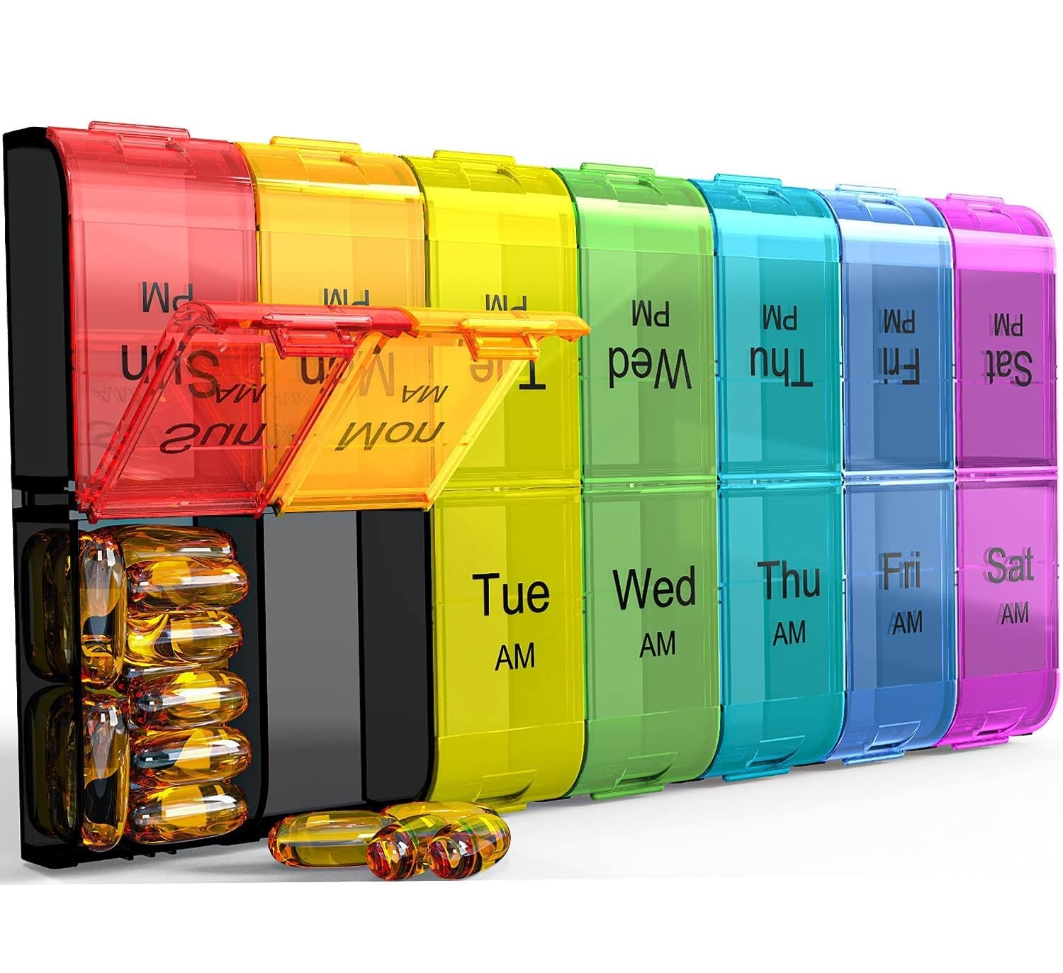 Colorwing Extra Large Pill Organizer 2 Times a Day, Weekly XL AM PM Pill Case...