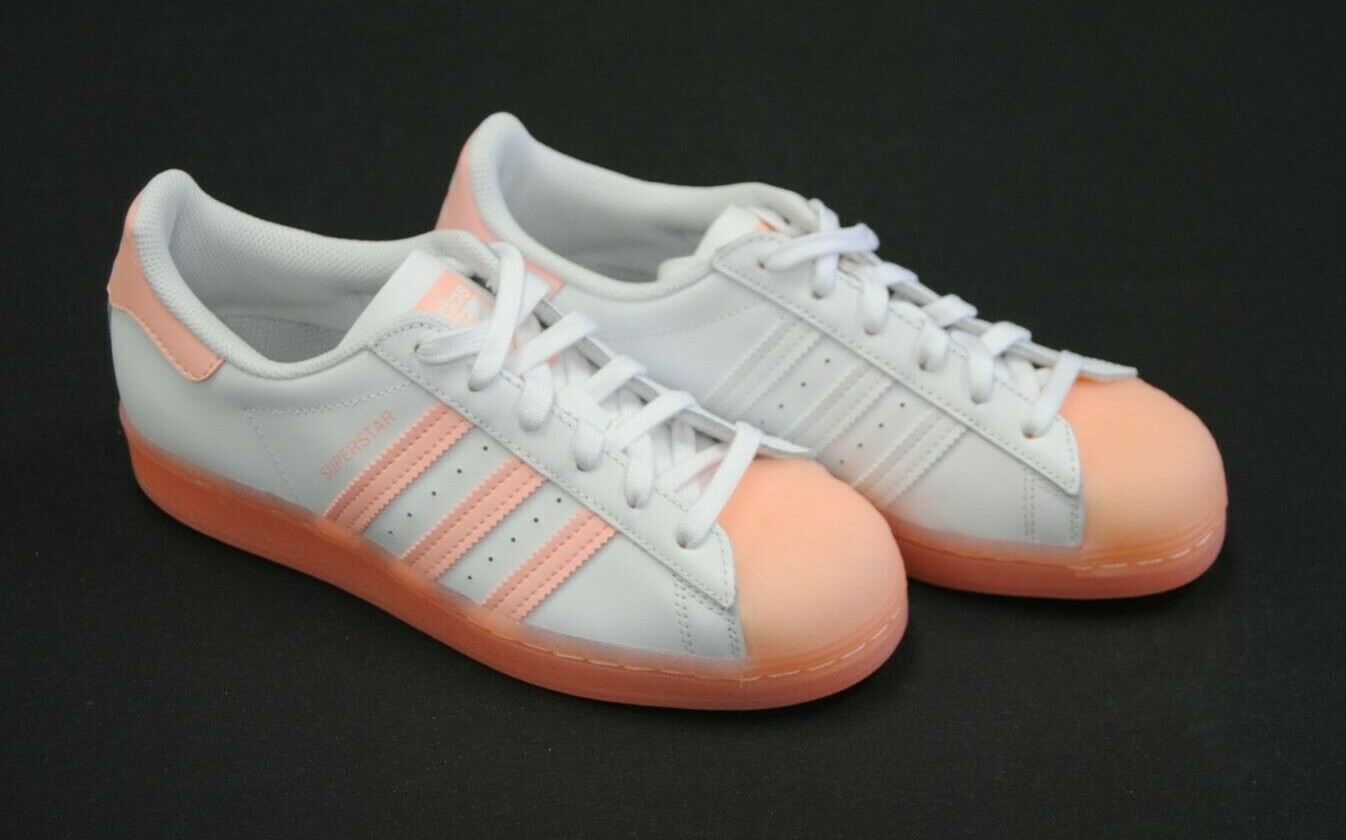 [FW3977] NEW KID'S ADIDAS ORIGINALS SUPERSTAR J WHITE HAZE CORAL SHELLTOE AK173