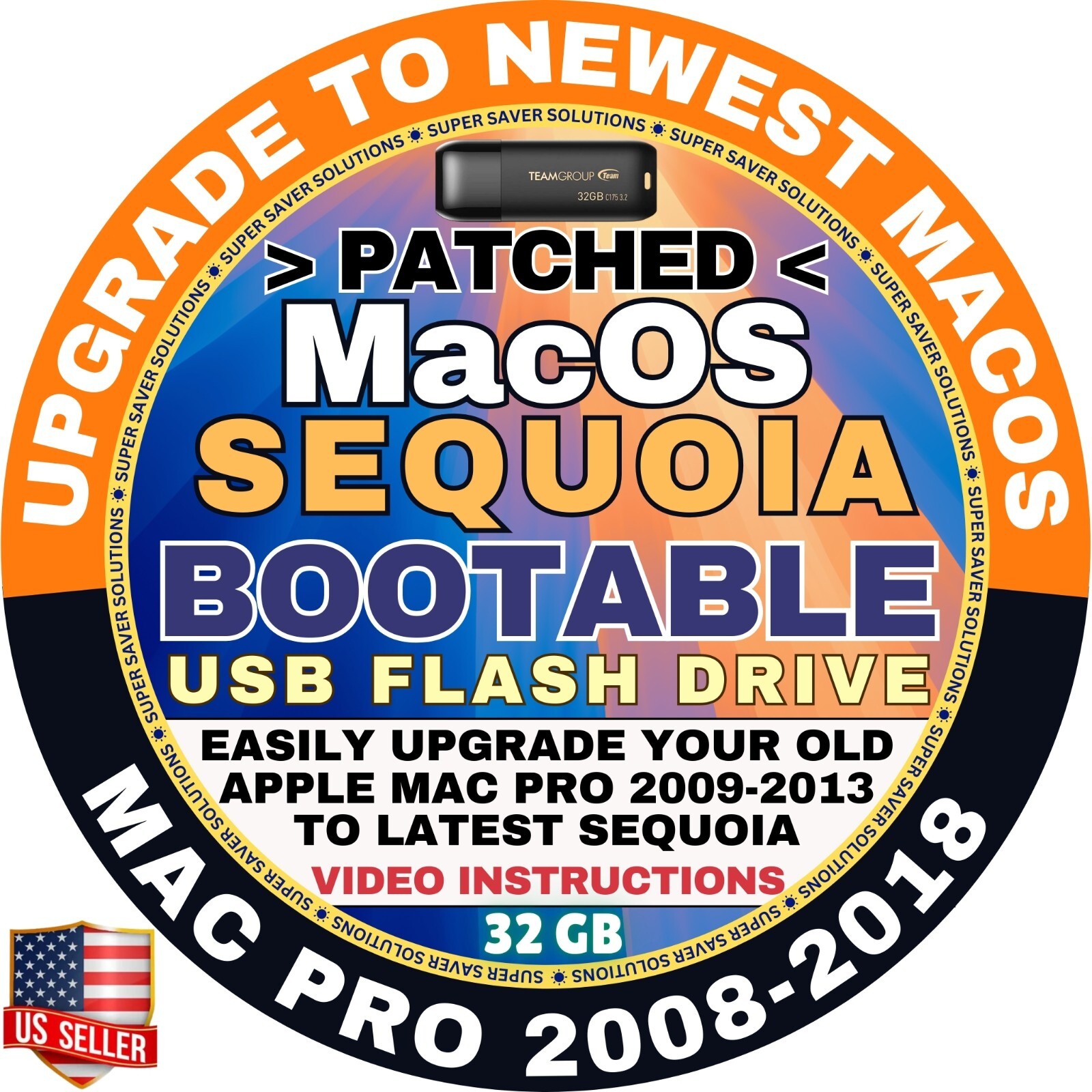 MacOS SEQUOIA Bootable USB PATCHED for All Old Apple iMac Pro 2017, SHIPS FAST