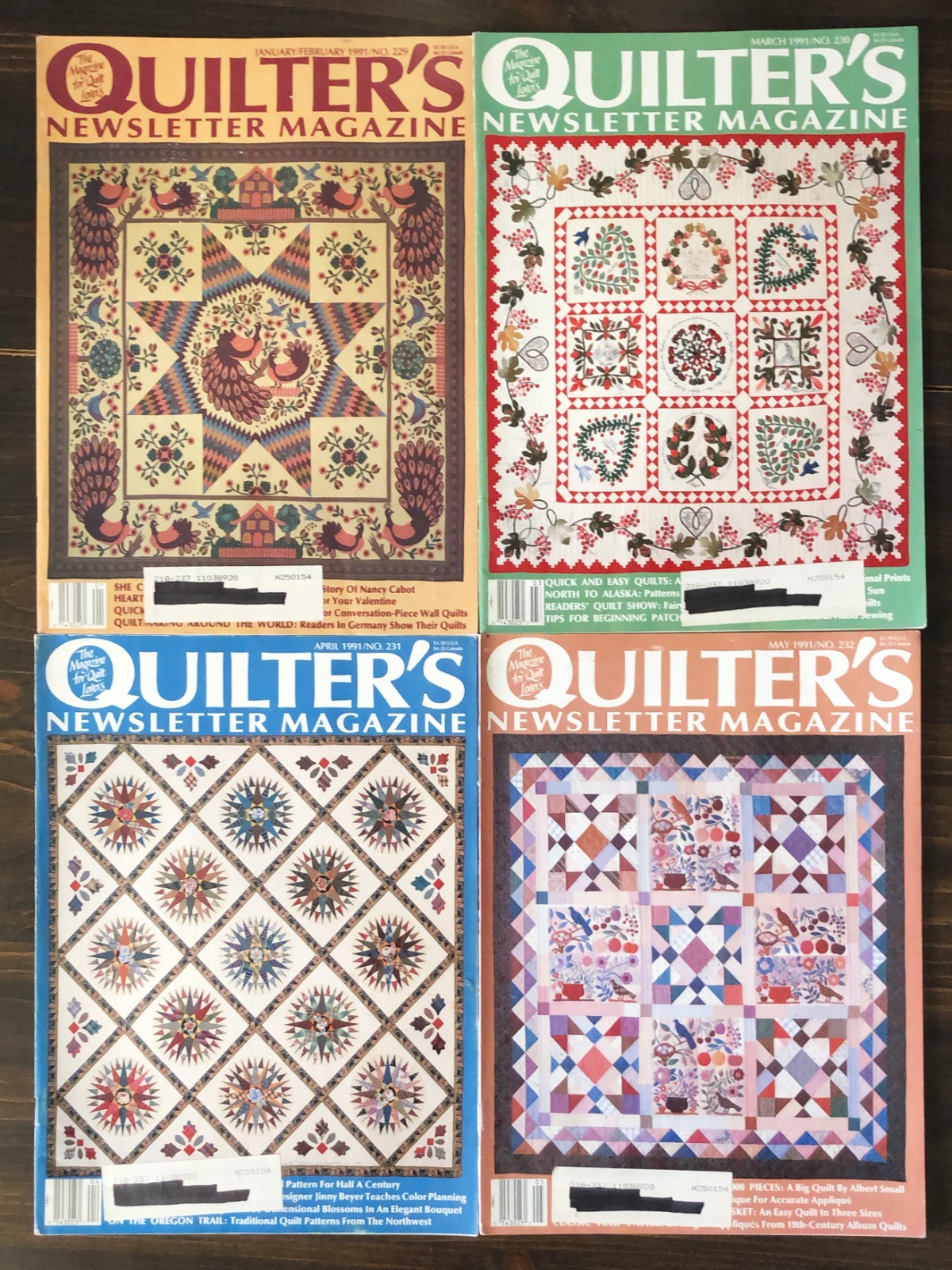 1991 Quilters Newsletter Magazine - Lot of 10