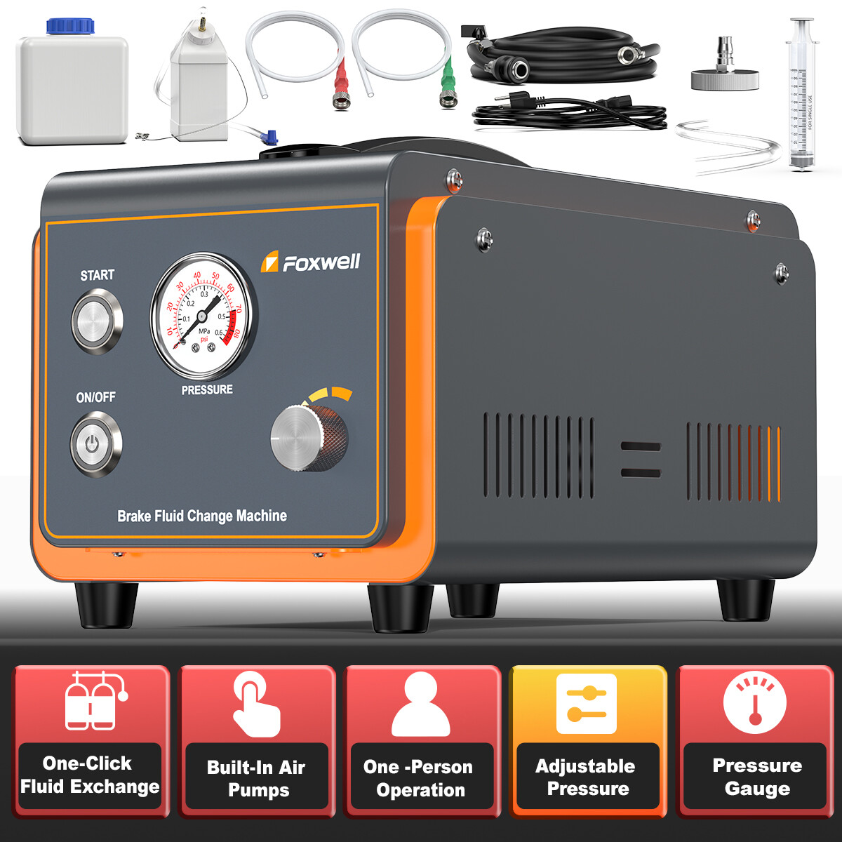 Automotive Car Brake Fluid Bleeder Machine Kit Bleeding Tool with Pressure Gauge