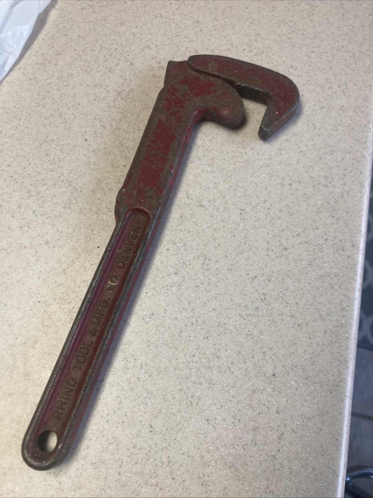 -rare- 1940’s Rhino Tool & Mfg Co. 14” Pipe Wrench Made In Denver