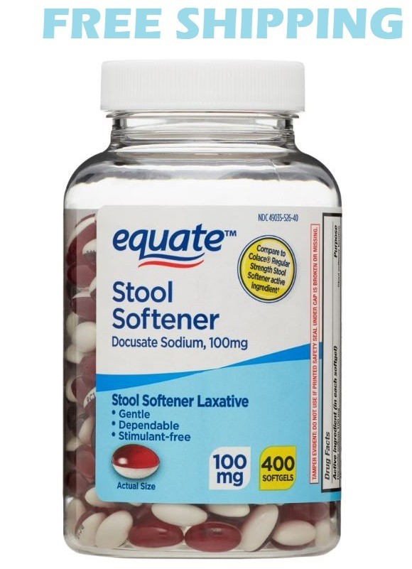 Equate Stool Softener Laxative Softgels for Constipation, 100 mg, 400 Count