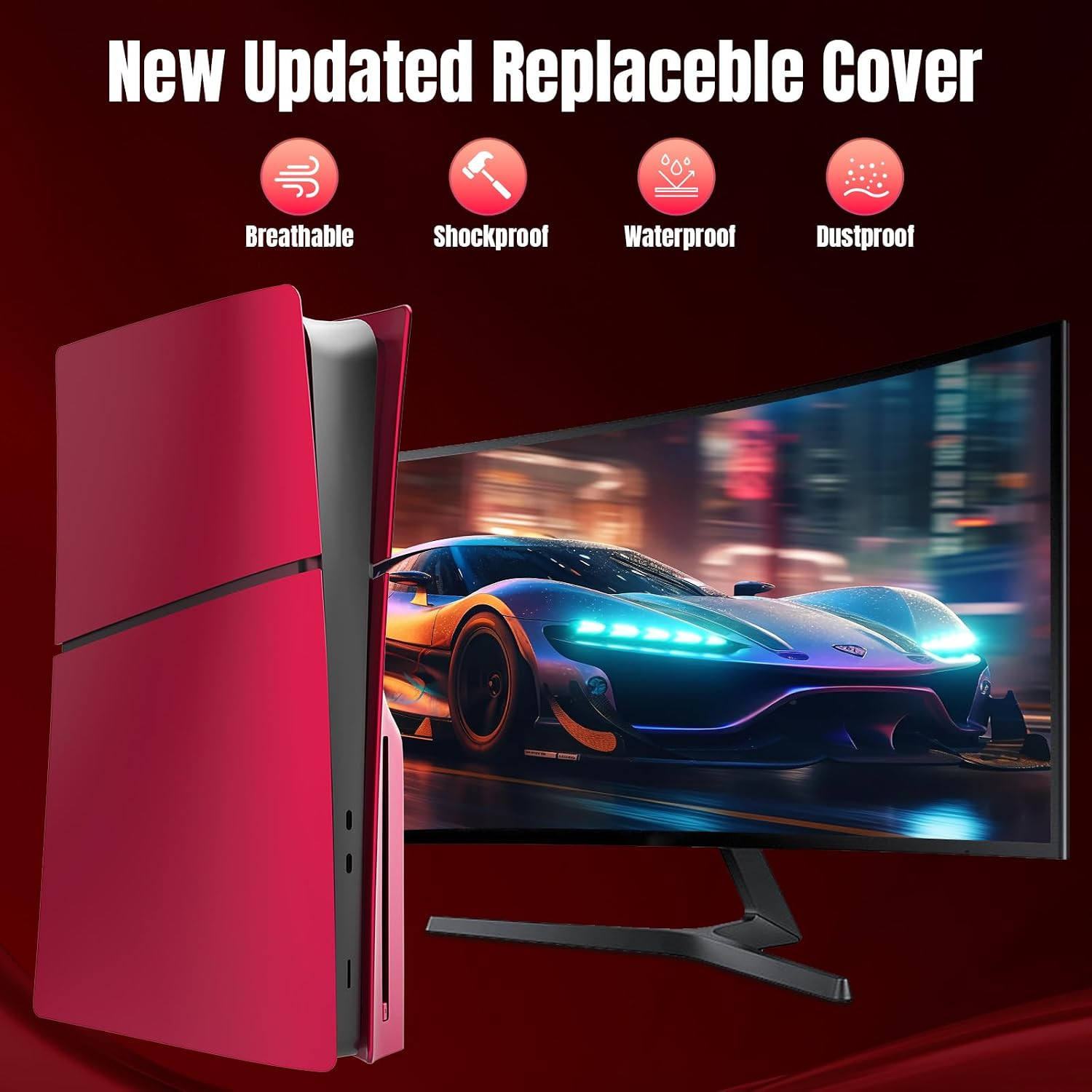 Faceplate Cover for PS5 Slim Disc Edition + 2 Controller Covers | Protective ABS