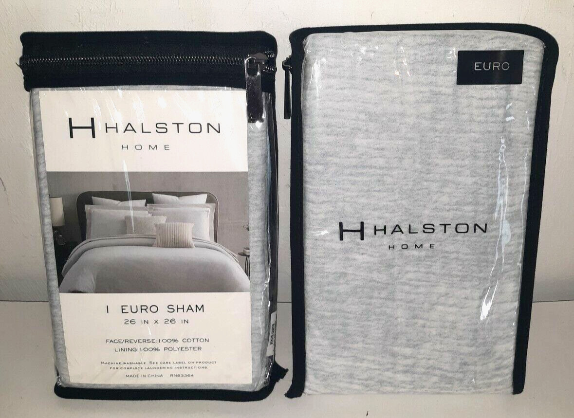 Halston Euro Sham Rena Mineral Blue / White 26" x 26" New In Package Lot of 2