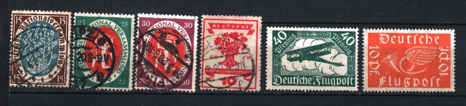 GERMANY/WEIMAR REPUBLIC 1919 COMPLETE SET OF 6 STAMPS MINT & USED/HINGED