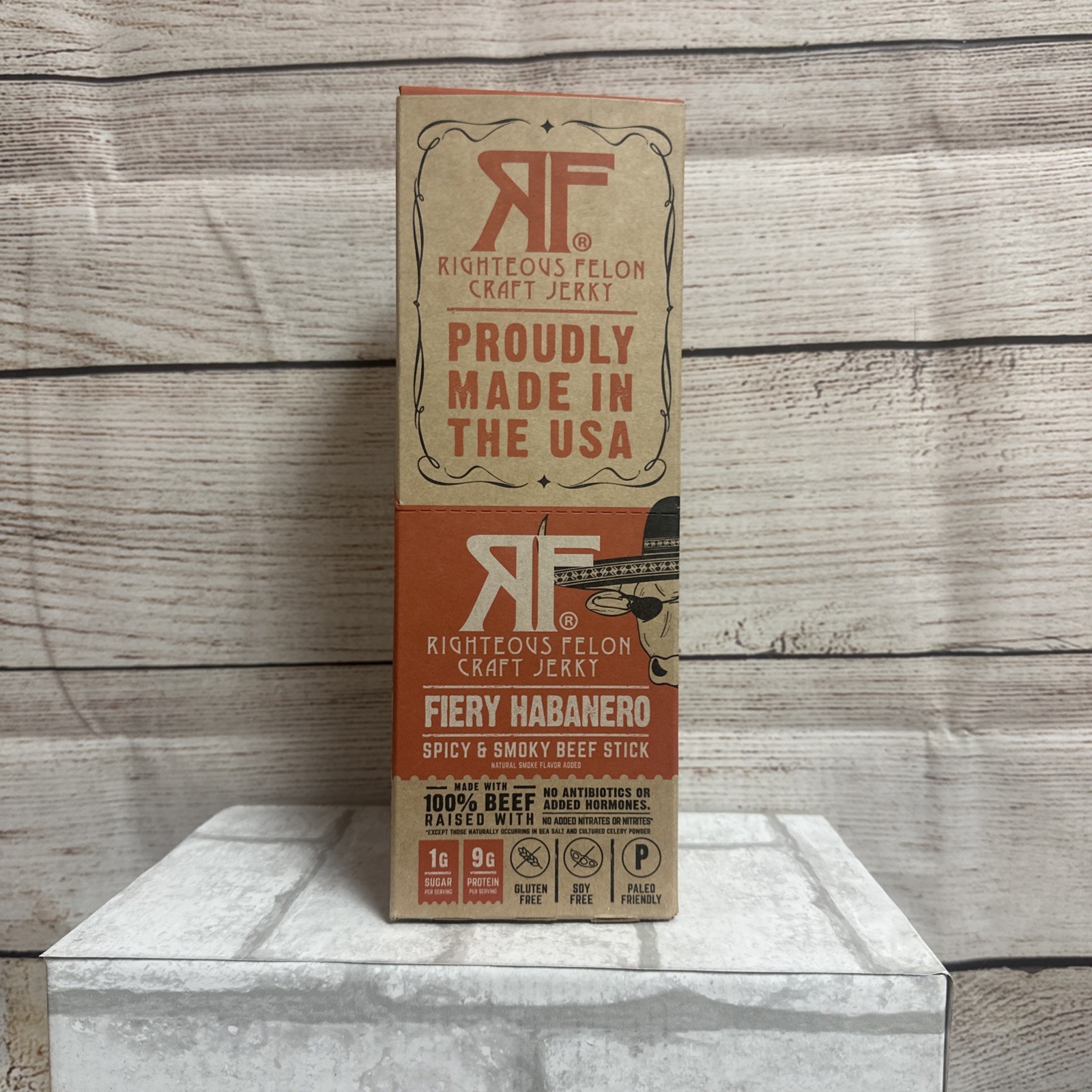Righteous Felon Fiery Habanero GF Paleo Soy Free Beef Stick 1oz (24ct) 10/2026