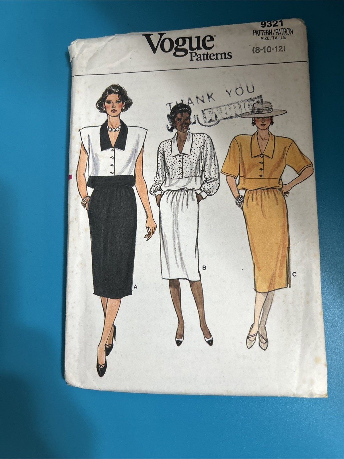 80s Pullover Dress Sizes 8-10-12 Bust 31.5-34 Vogue 9321 Uncut