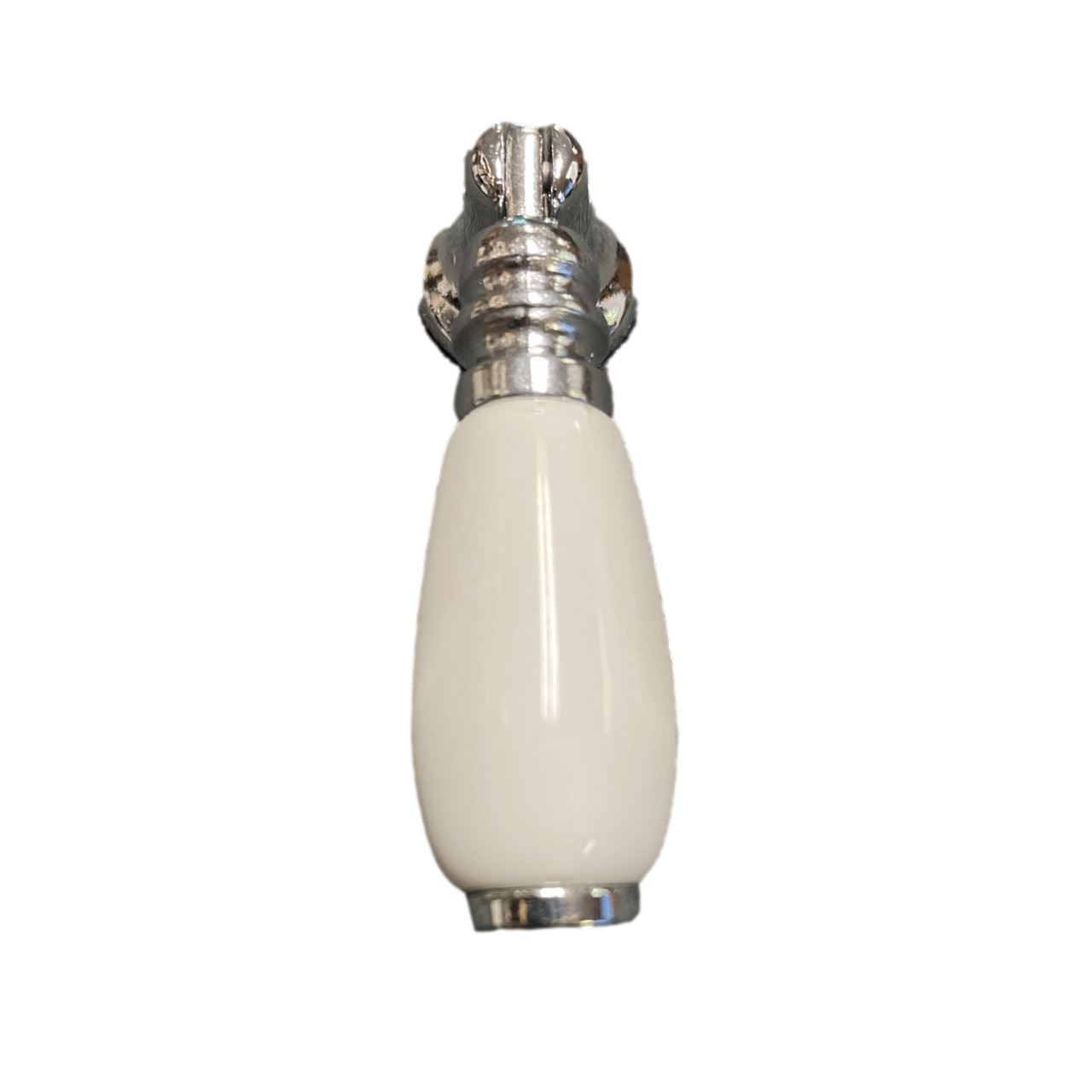 Teardrop Pendant Drop Pull - White Ceramic & Chrome Plated