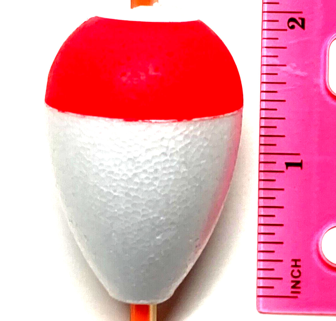 SET OF 6 Red/White 1.25" Foam Pear Slotted Stick Float