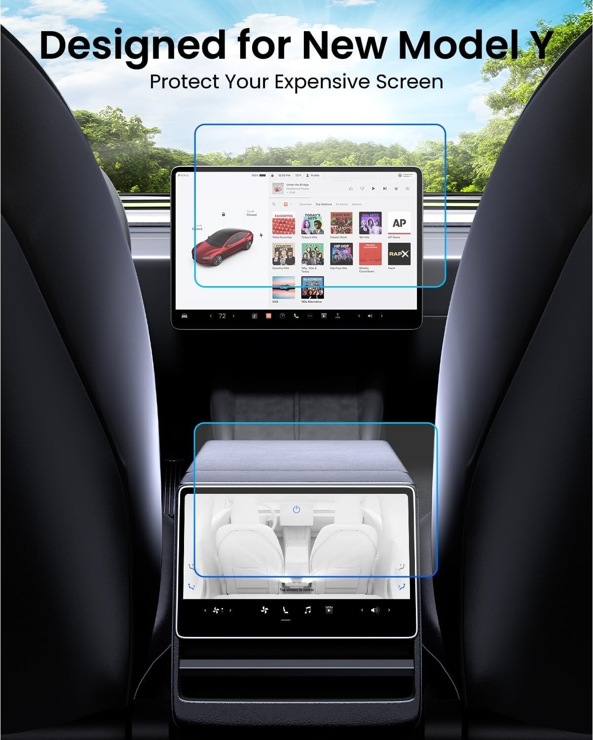 Tempered Glass Screen Protector for Tesla Model 3 2026-2024 / Model Y 2026-2025