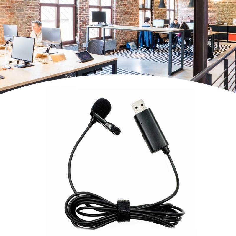 Lavalier Lapel Microphone Clip On Lapel Condenser Mic for Phone PC Laptop