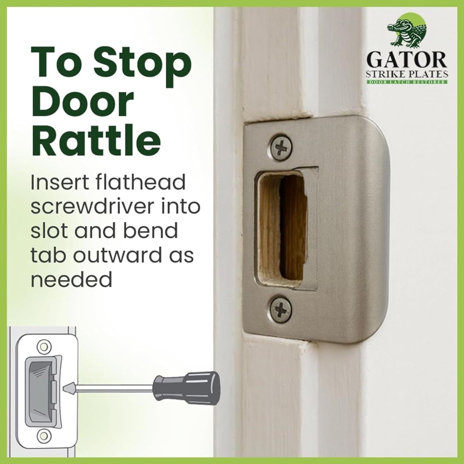 Gator Satin Nickel Door Strike Plate 4-Pack - Universal Latch Restorer Solution