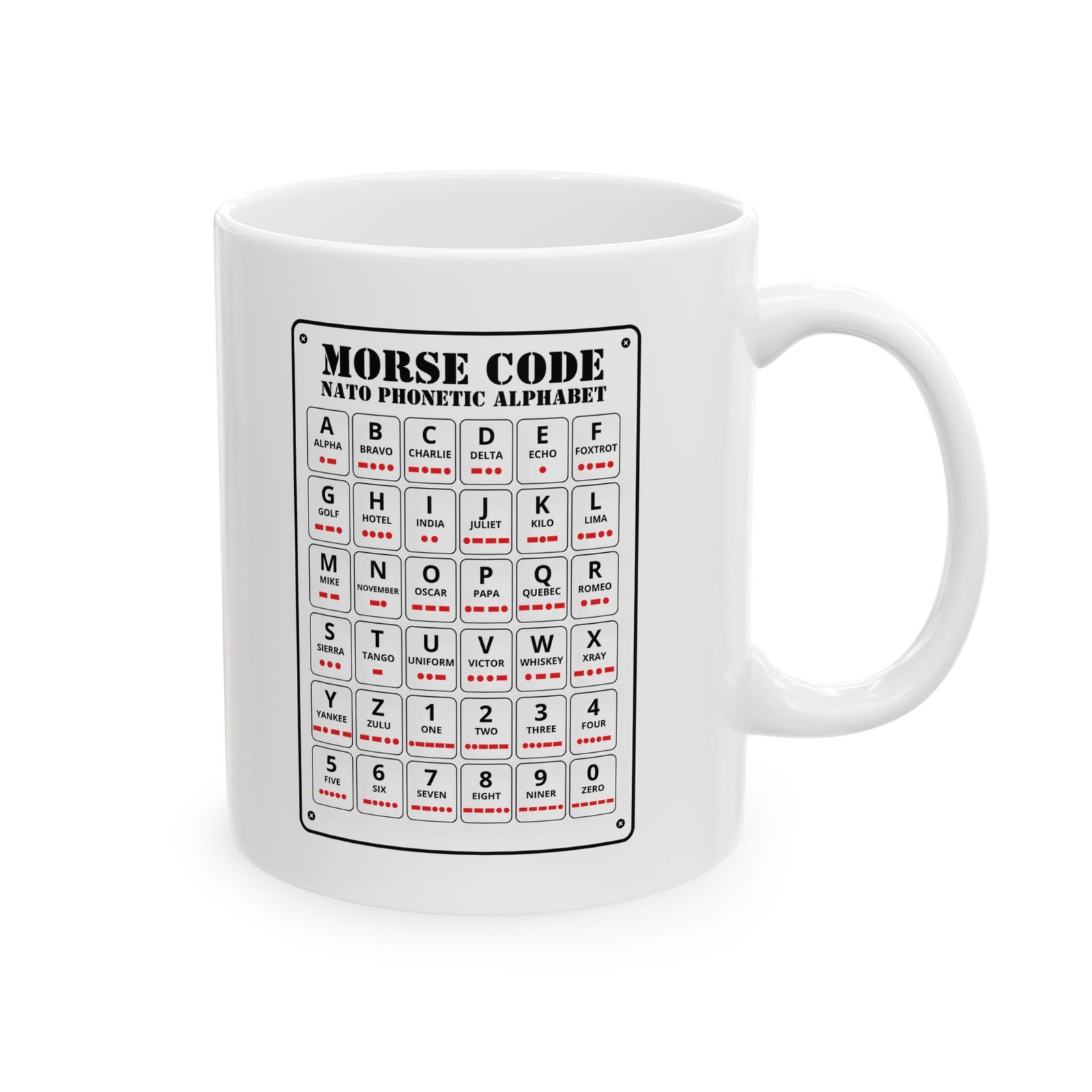 Ham Radio Callsign Mug Ceramic Mug | ARRL Logo, Morse Code & NATO Chart