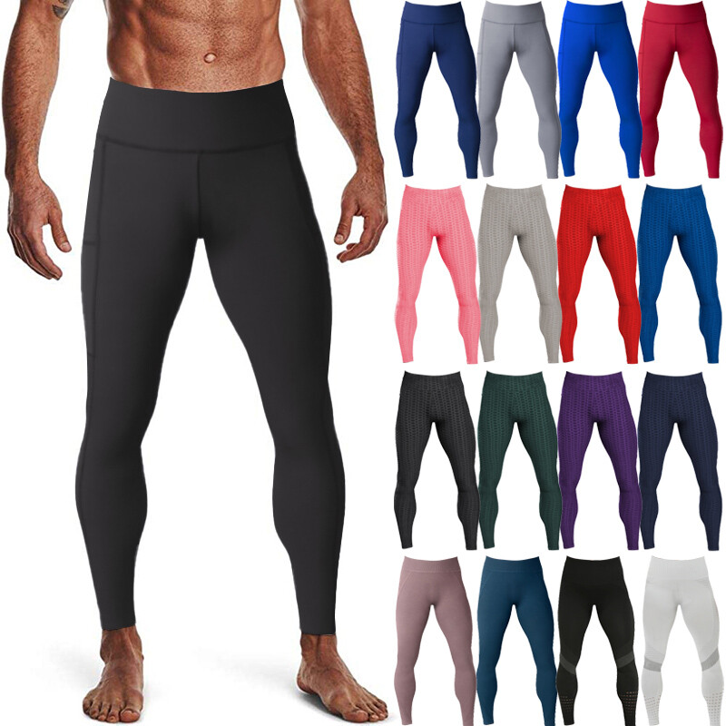 Men Sports Fitness Tight Leggings Compression Pants Running Jogging With Pocket