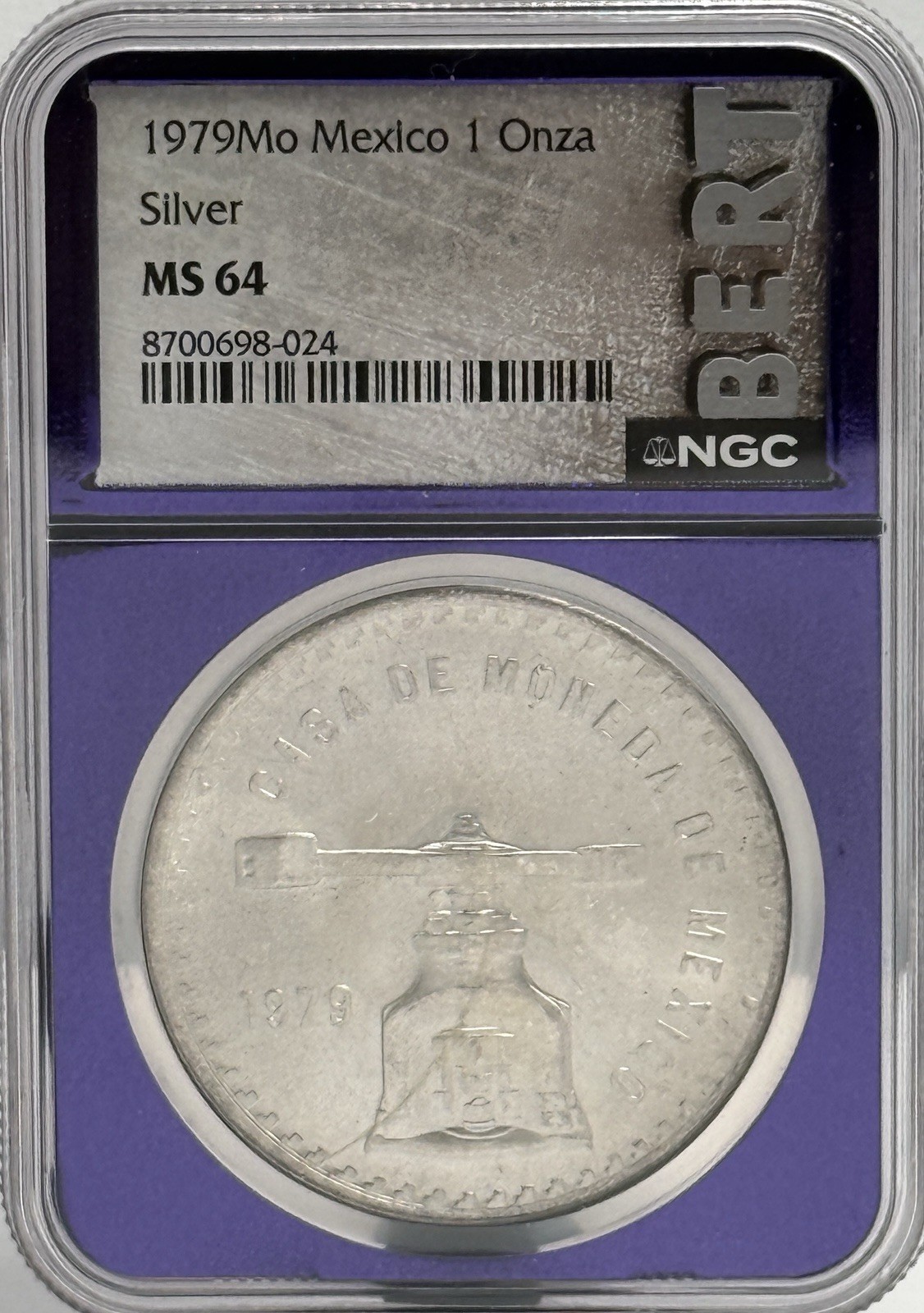 1979MO Mexico 1 Onza Silver NGC MS64