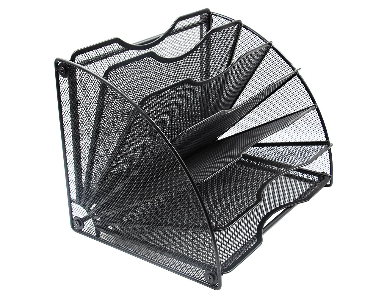 EasyPAG Desk File Organizer, 6-Section Vertical File Folder Holder Stand, Fan-Sh