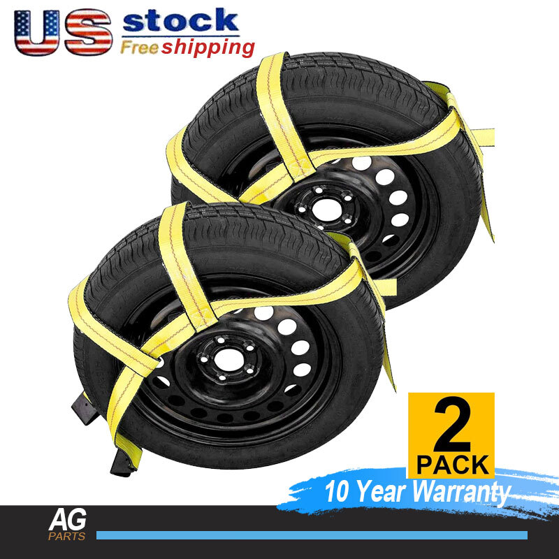 Tow Dolly Tire Straps For 14"-22" Straps Tire Flat Hooks Car Towing Heavy Duty