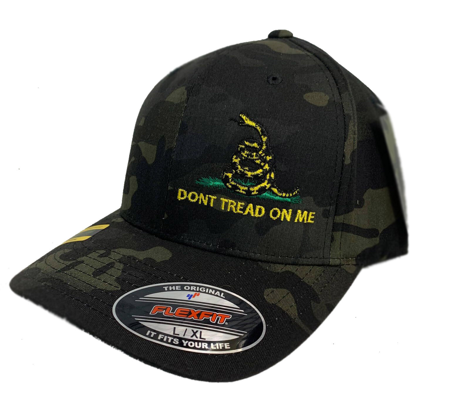 DON'T TREAD ON ME GADSDEN HAT FLEXFIT FITTED MULTICAM CAP SECOND AMMENDMENT