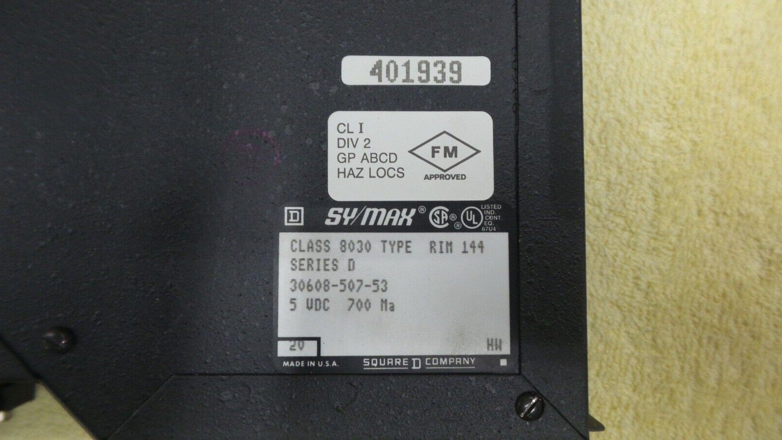 Square D Sy/Max Class 8030 Type RIM 144, Series D , USED, BCD/GRAY Code, F5