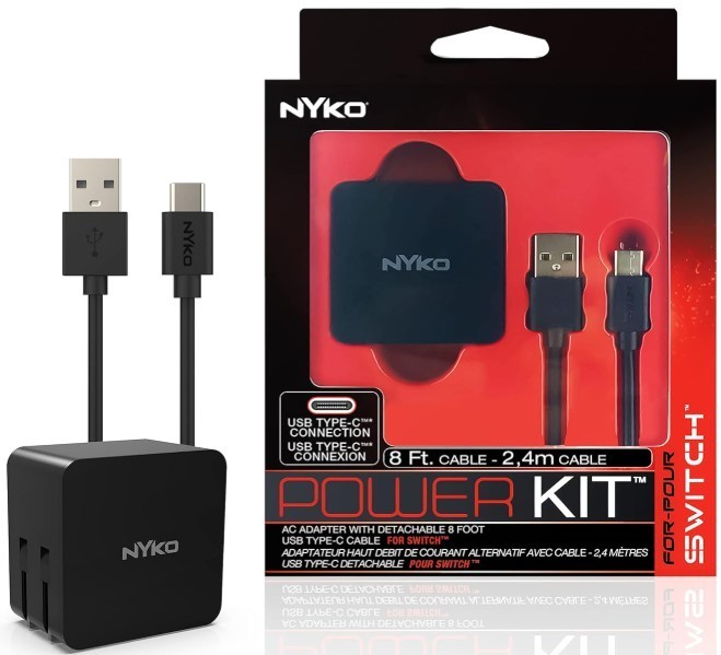 NEW Nyko 87210-K17 Power Kit Adapter for NINTENDO SWITCH 8ft Cable USB Type C