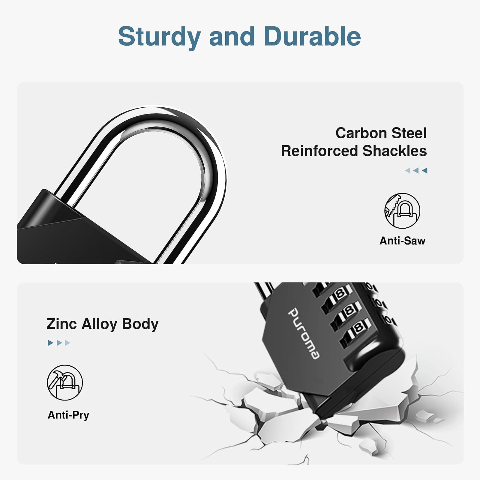 1pc Combination Lock Resettable 4 Digit Padlock with Combination Waterproof and