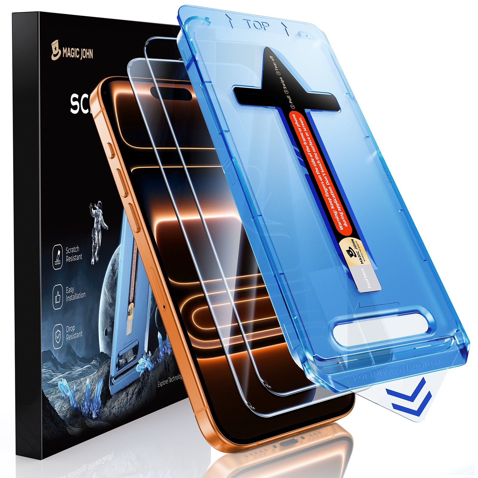 MAGIC JOHN For iPhone 17 16 15 14 13 12 11ProMax Tempered Glass Screen Protector