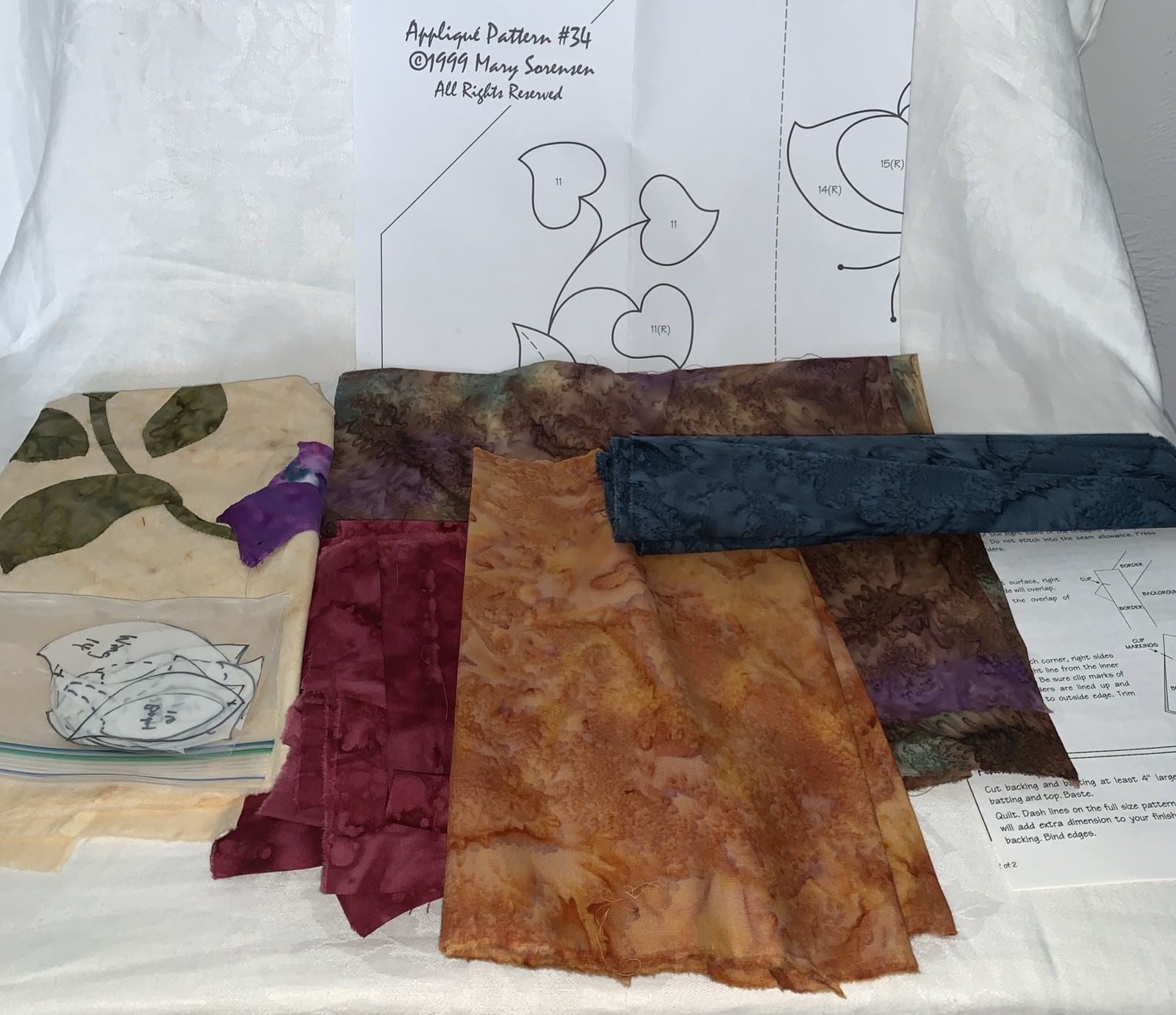 Butterfly Fancy Mary Sorensen #34 Quilted Wall Hanging Pattern & Batik Fabrics