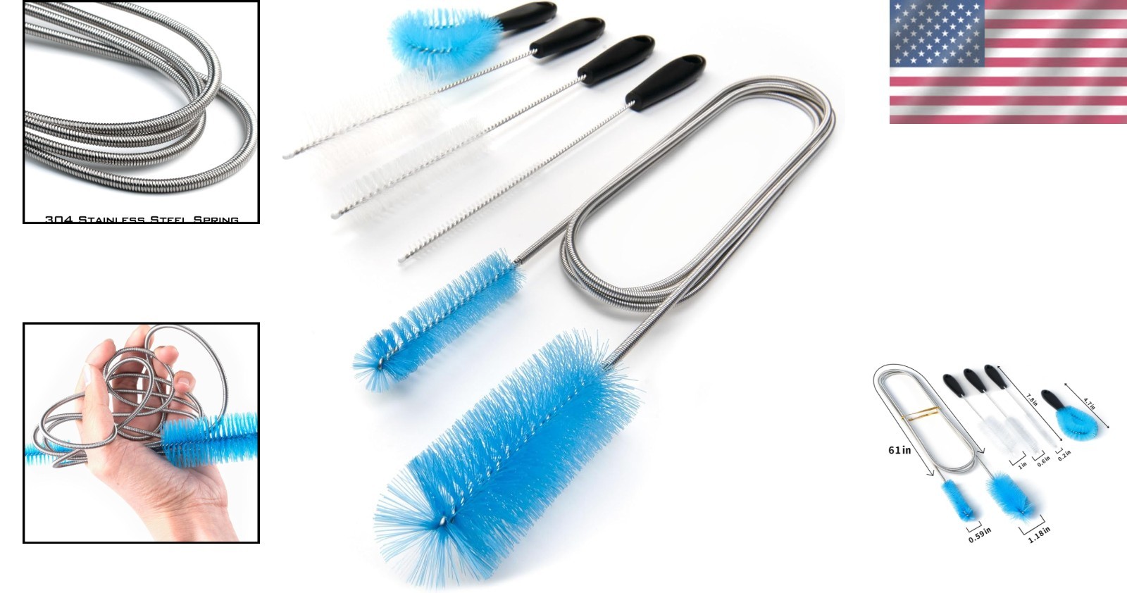 Flexible Drain Pipe Brush Set - Ideal for AC, Shower, & Home Cleaning Needs