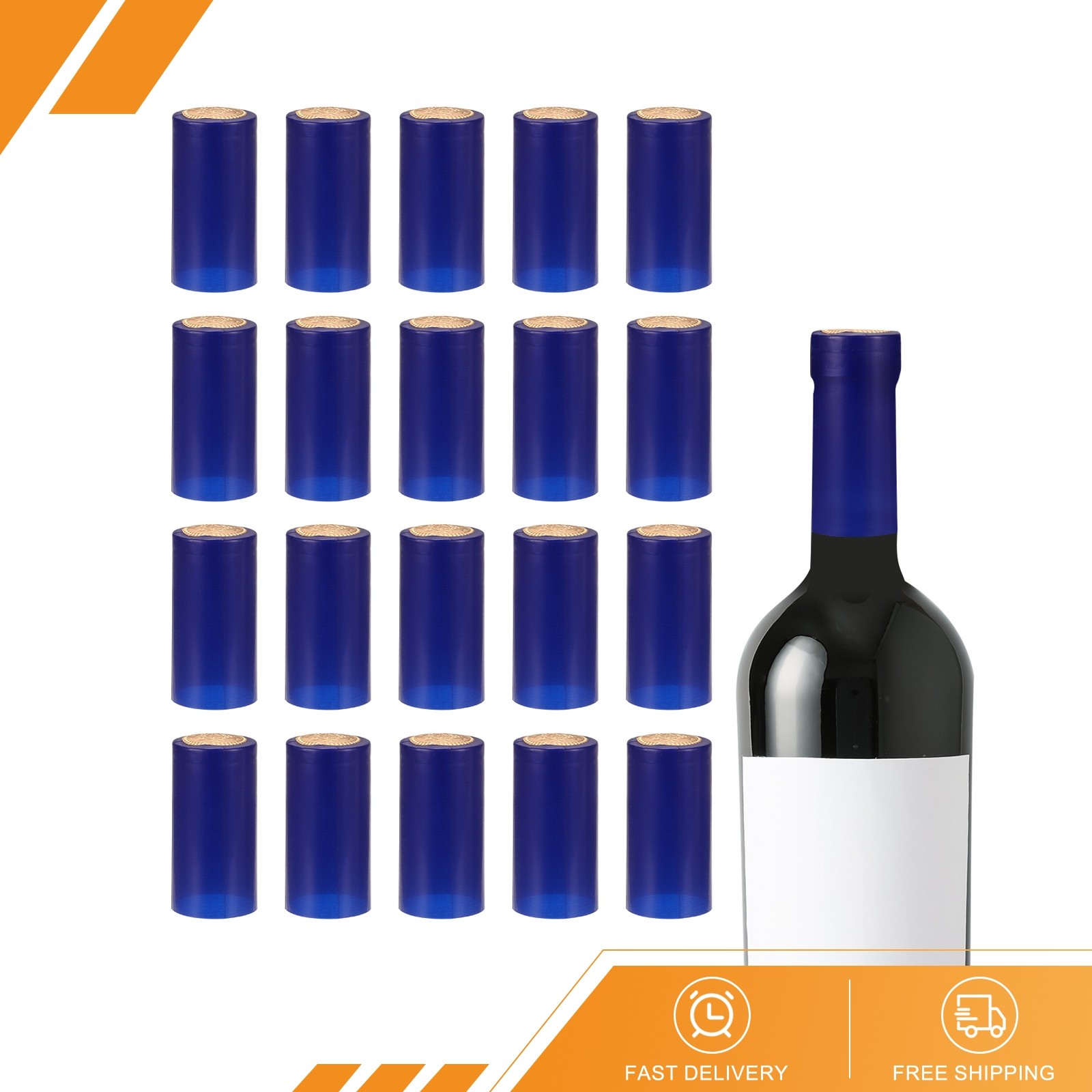 150Pcs Heat Shrink Capsules Wine Bottle Sealer Wrap Caps 30mm x 60mm Blue