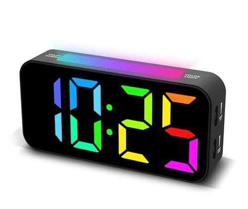 Loud Alarm Clocks for Bedrooms Heavy Sleepers, Digital Clock with Night Rgb