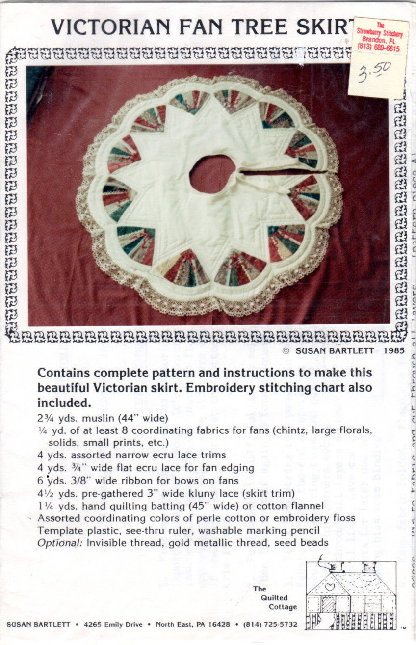 1985 UNCUT The Quilted Cottage Sewing Quilting Pattern "Victorian Fan Tree Skirt