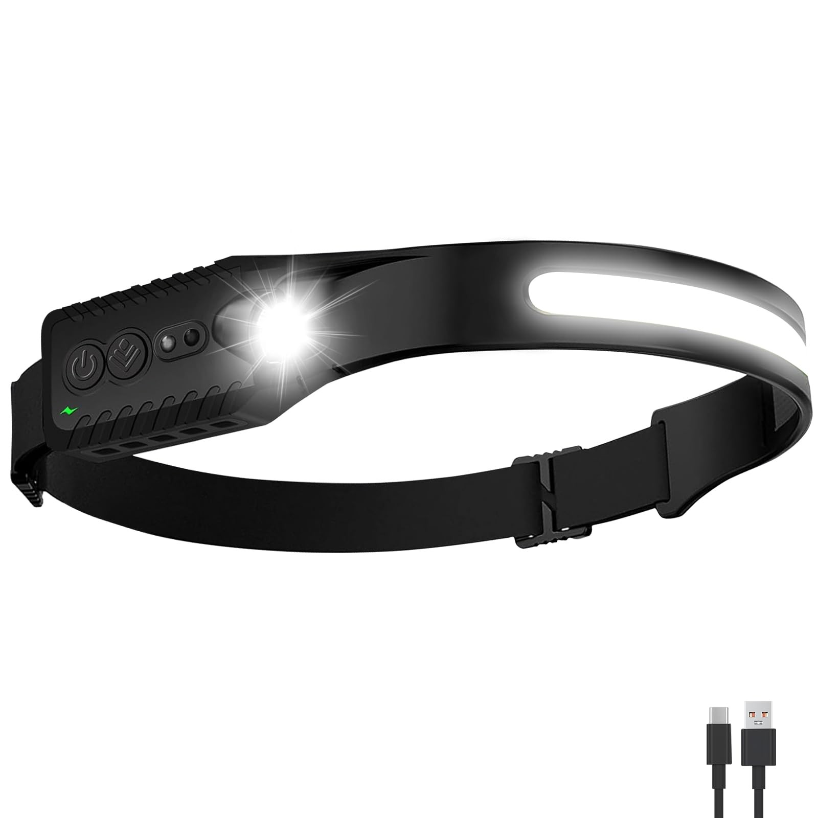 Nessciera Rechargeable LED Headlamp, 400 Lumens, USB-C, 5 Modes — Lightweight...