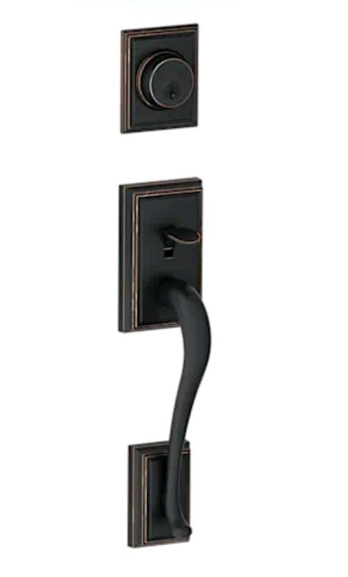 SCHLAGE F58 ADD 716 Addison Exterior Handleset with Deadbolt Aged Bronze