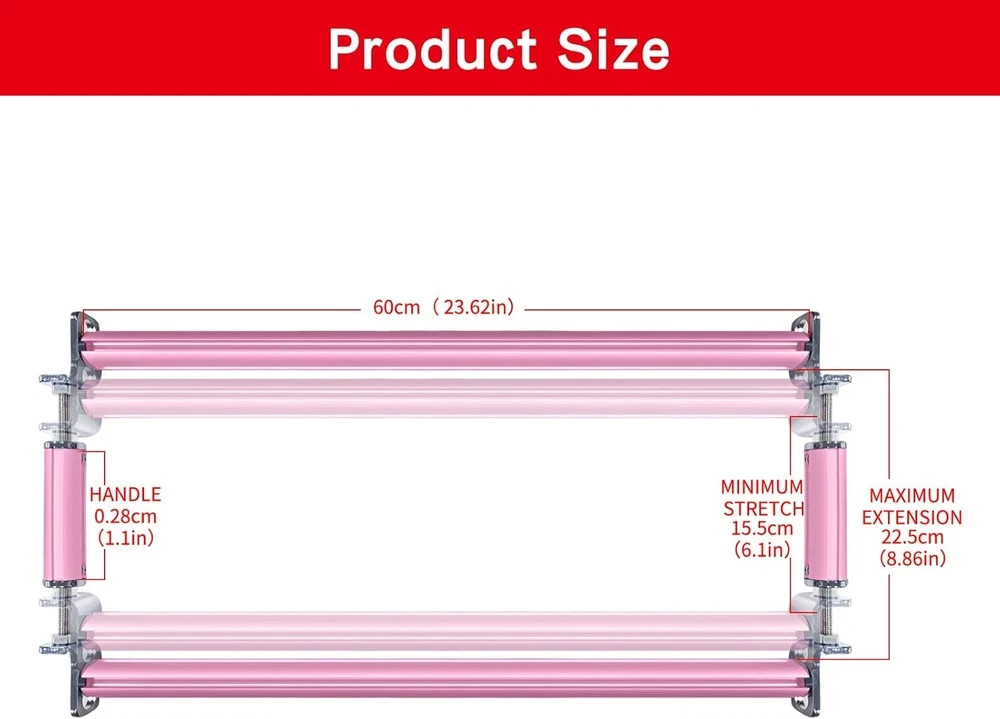 Heavy Duty 4 Slot Embroidery Clip Frame - Pink Needlepoint Scroll Frame