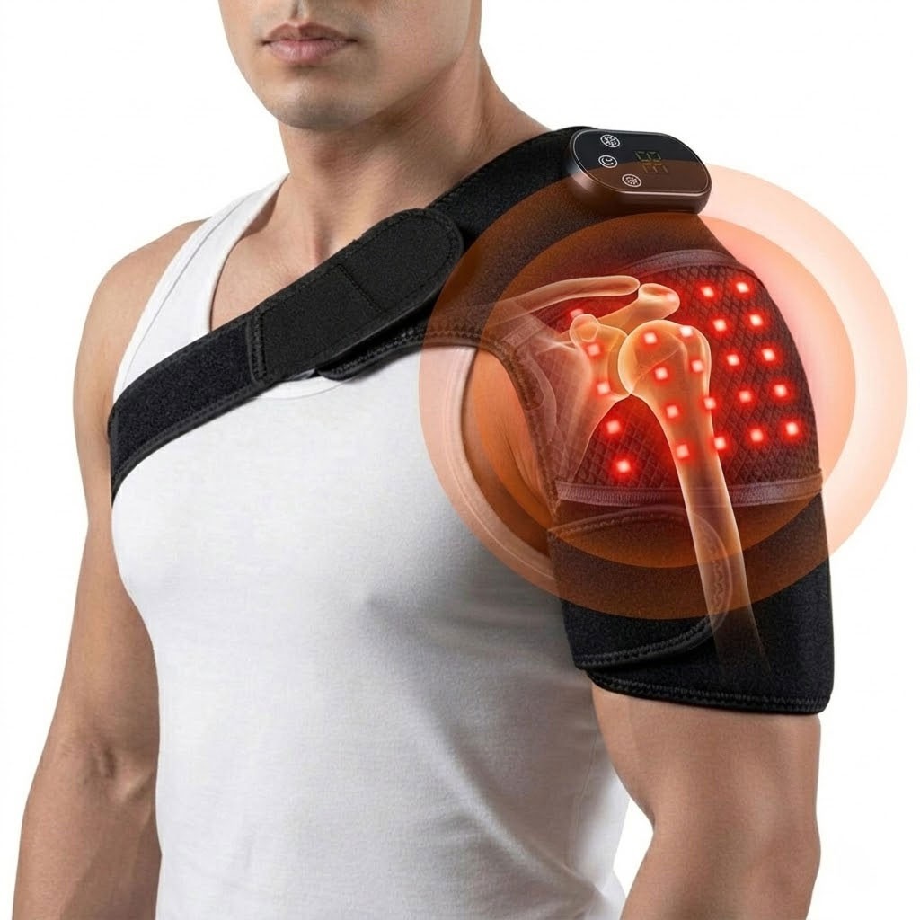 Neidga Heated Shoulder Massager with Heat Vibration Pain Relief, 120cm Strap