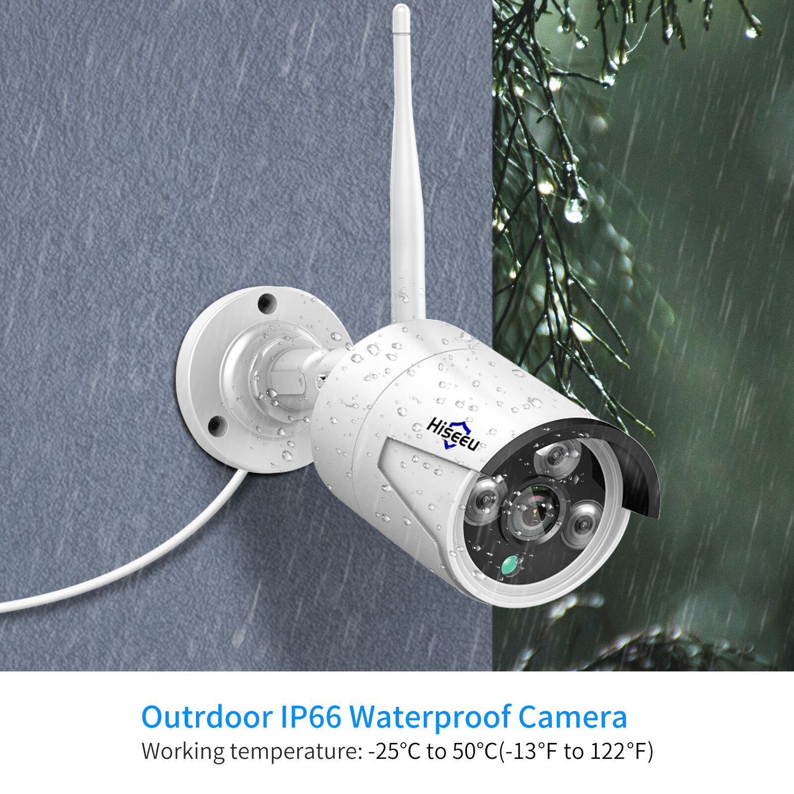 2K 3MP Outdoor WiFi Security Camera For Hiseeu Wireless Security Camera System