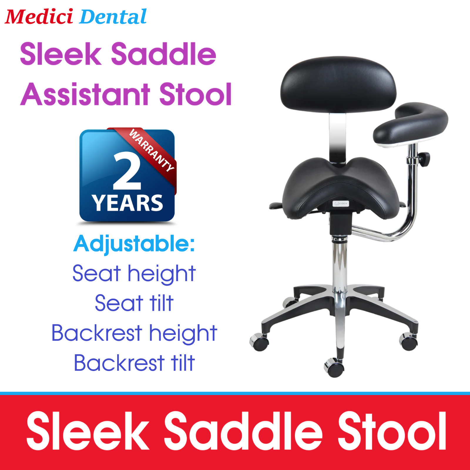 Dental Doctor Assistant Rimostool Sleek Saddle Assistant Stool, Premium Quality!