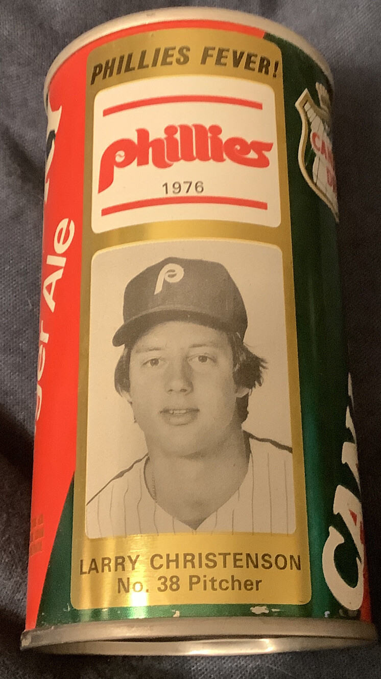 LARRY CHRISTENSON 1976 CANADA DRY GINGER ALE  CAN PHILADELPHIA PHILLIES FEVER
