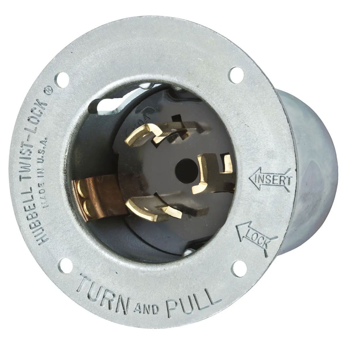 Hubbell CS8375 Twist Locking Flanged Inlet 50A 3-Phase Delta 250V 3P 4W