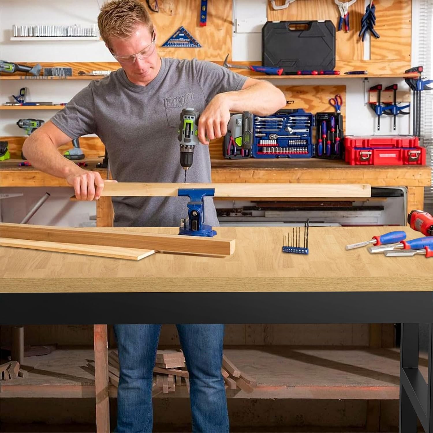 60" Adjustable Workbench,Heavy-Duty Work Table,3000 LBS Load Capacity