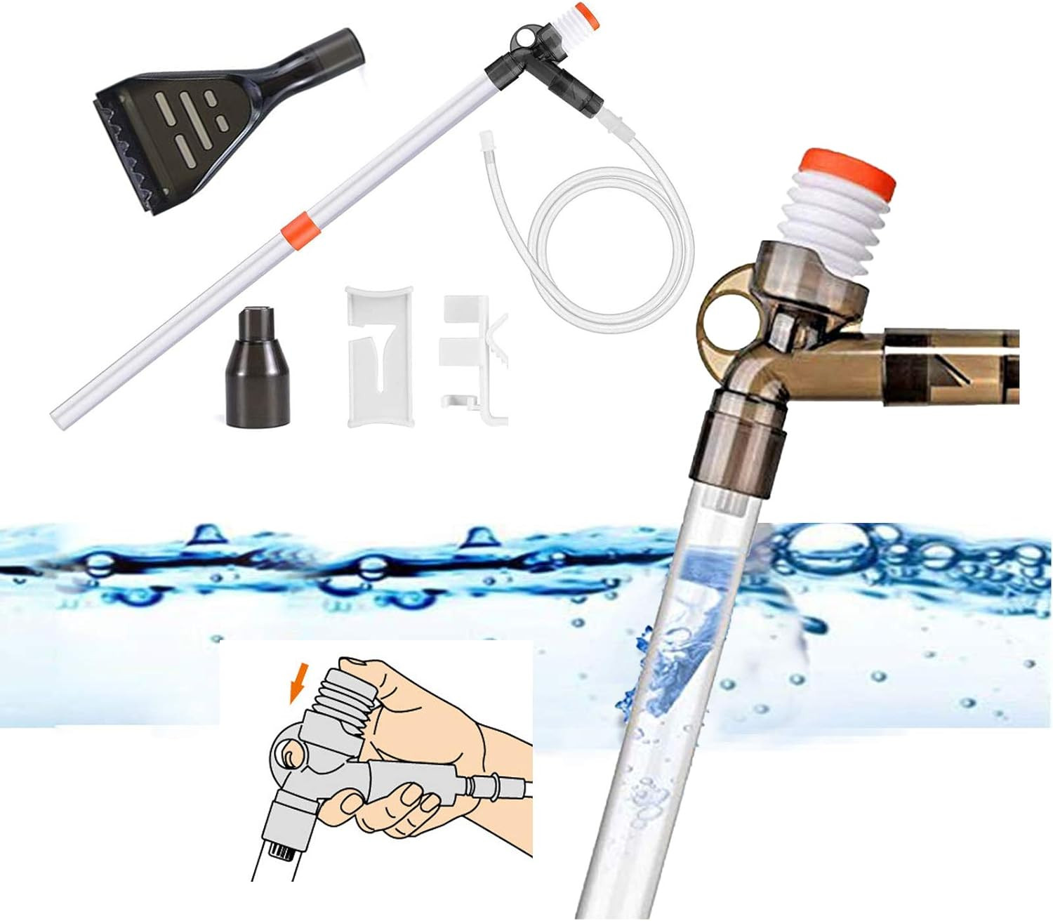 Aquarium Gravel Cleaner Siphon Fish Tank Vacuum Cleaner for Absorb Dirt Wash San