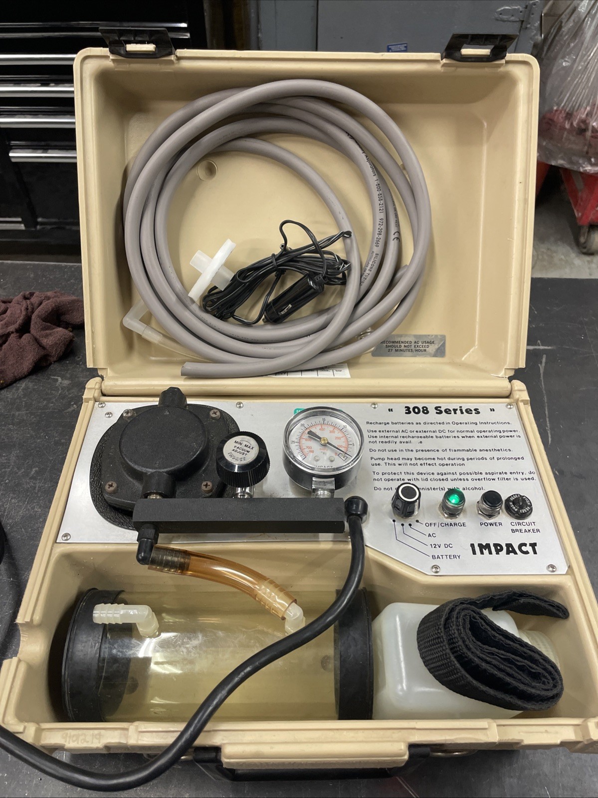 Impact Instrumentation, Inc. Portable Aspirator 308 Series Suction 110V, 12V DC