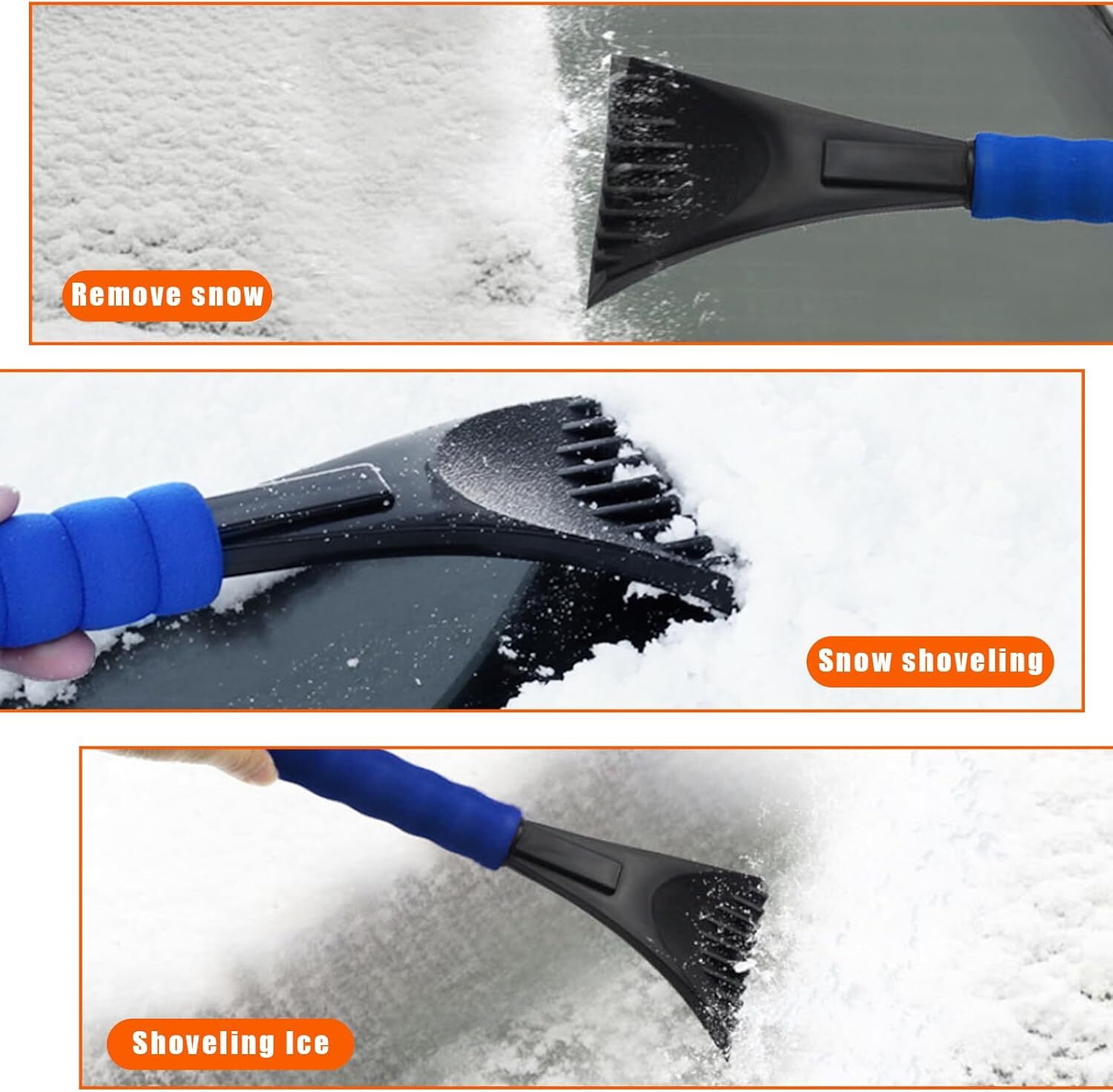 2x Car Windshield Ice Scraper with Foam Handle No Scratch Frost Scraper Universa