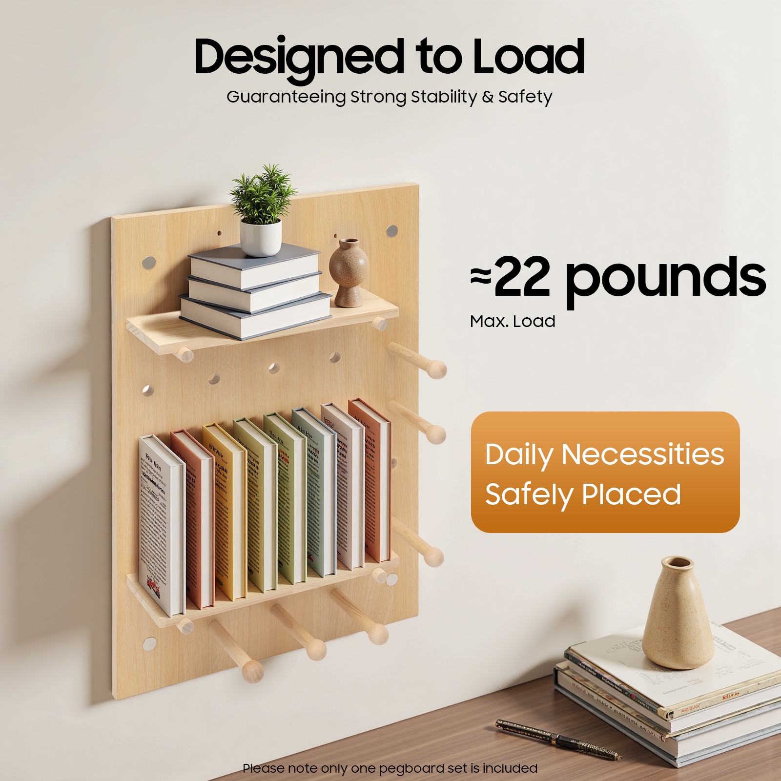Wood Pegboard Combination Wall Organizer Kit Wooden Display Pegboard Panel Kit