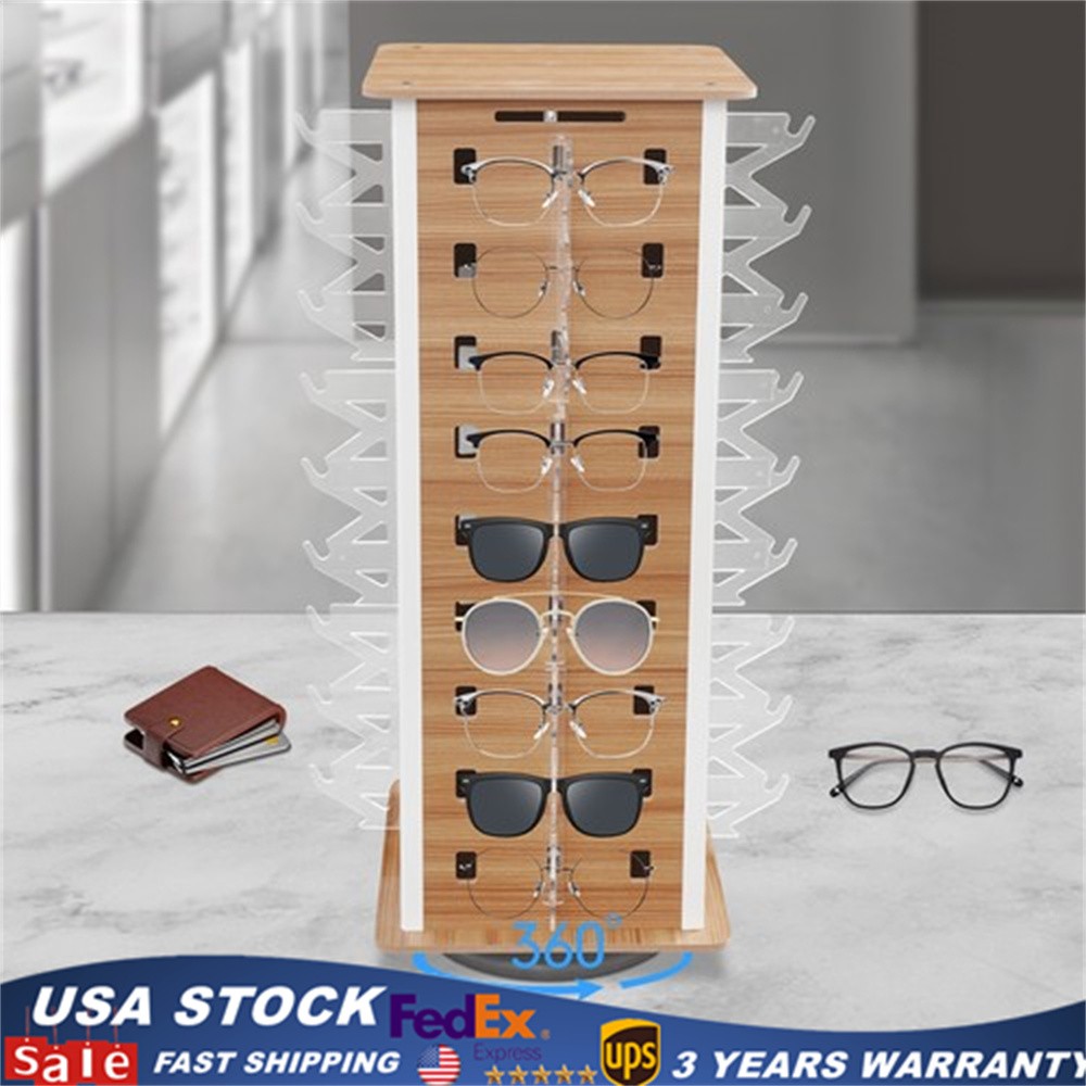 4-Sided Sunglasses Display Rack 36*66cm Eyeglass Organizer Holder 360° Rotating.
